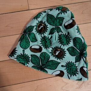 Kids In Organic Cotton Velour Chestnut & Leaf Print Beanie Hat - 10 Years